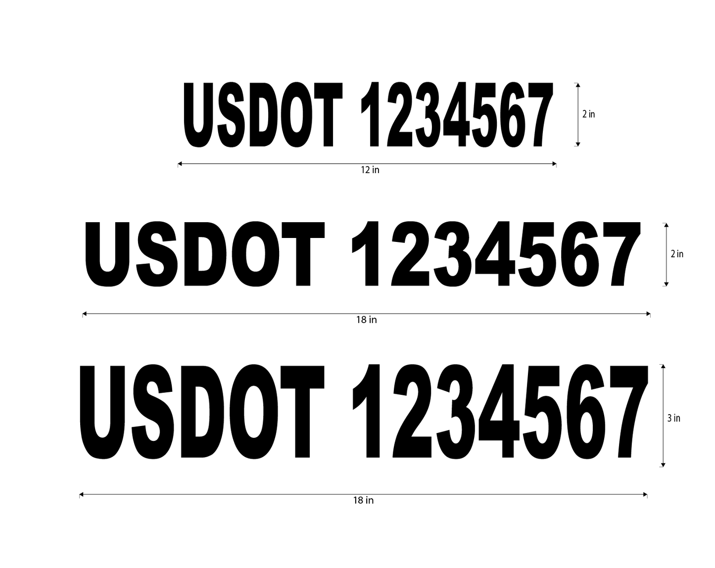 USDOT / CA / MC / KYU Decals - 1 Pair - One Line