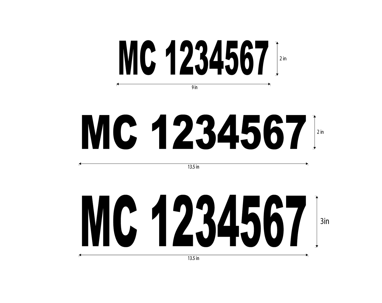 USDOT / CA / MC / KYU Decals - 1 Pair - One Line