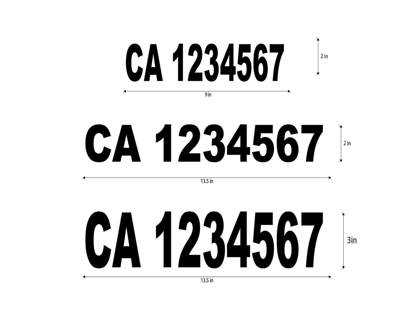 USDOT / CA / MC / KYU Decals - 1 Pair - One Line