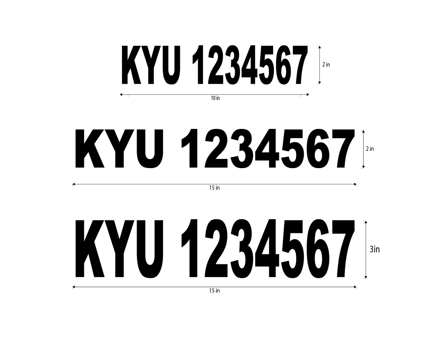 USDOT / CA / MC / KYU Decals - 1 Pair - One Line