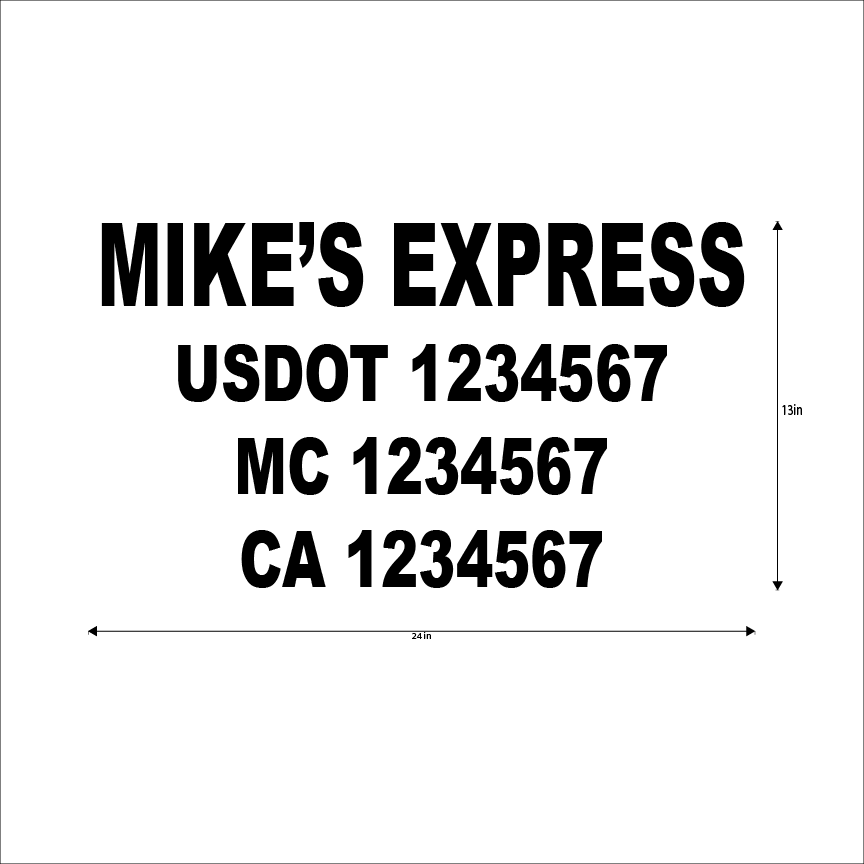 Custom DOT Decal - 3 Lines - Die Cut or One Piece