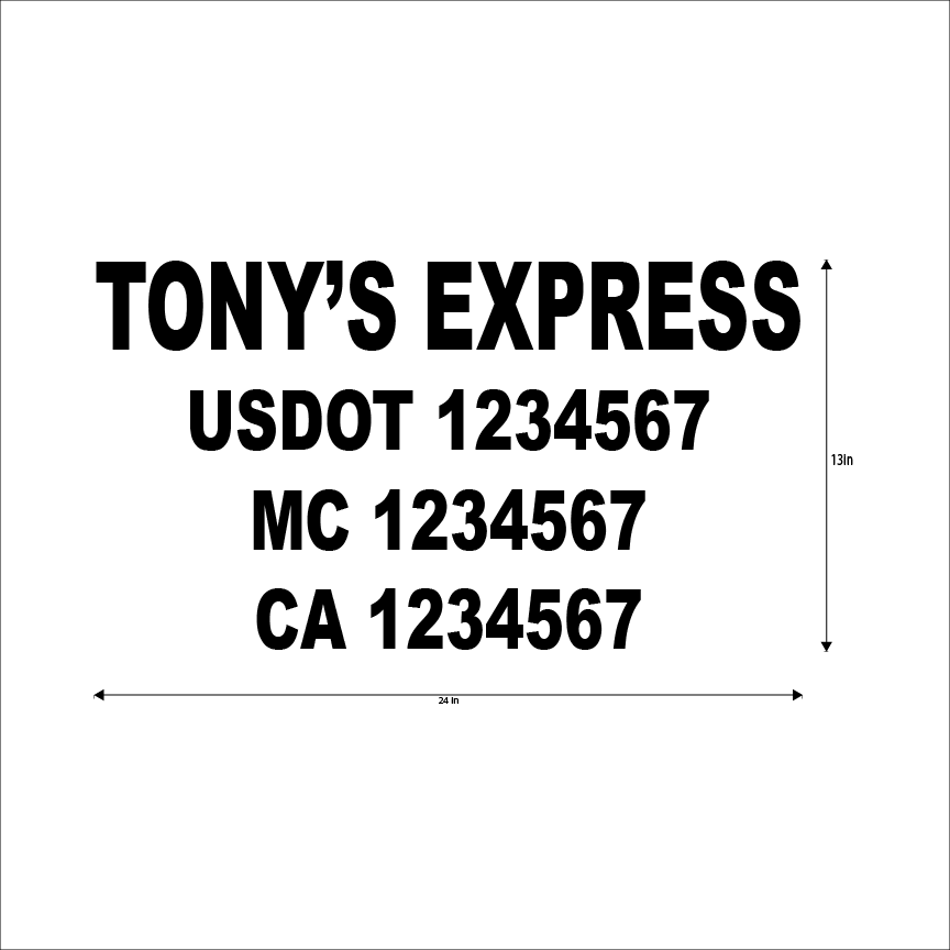 Custom DOT Decal - 3 Lines - Die Cut or One Piece
