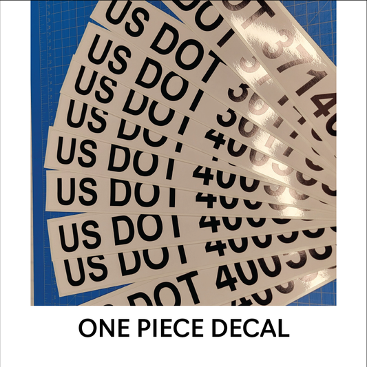 USDOT / CA / MC / KYU Decals - 1 Pair - One Line